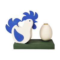 Rooster and egg candlestick blue - Last chance