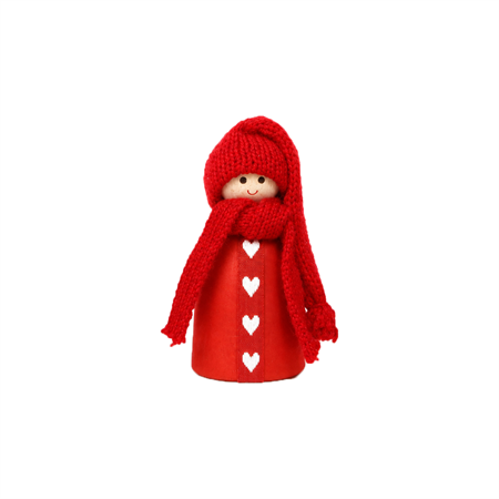 Tomte med hjärtband liten röd