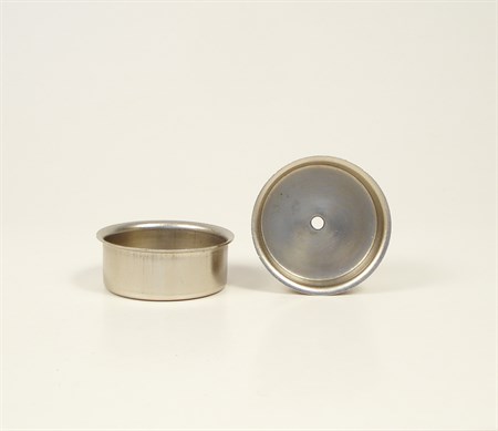 Metal cup for tea lights with hole