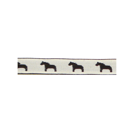 Band 14 mm vitt, svarta hästar