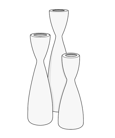 Candlesticks Trio, white, pkg